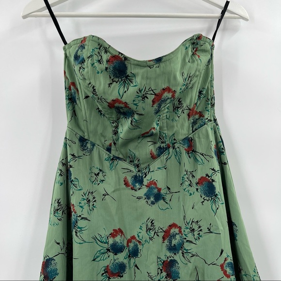 Free people strapless dress floral green size 2 (fits large) - Picture 4 of 7